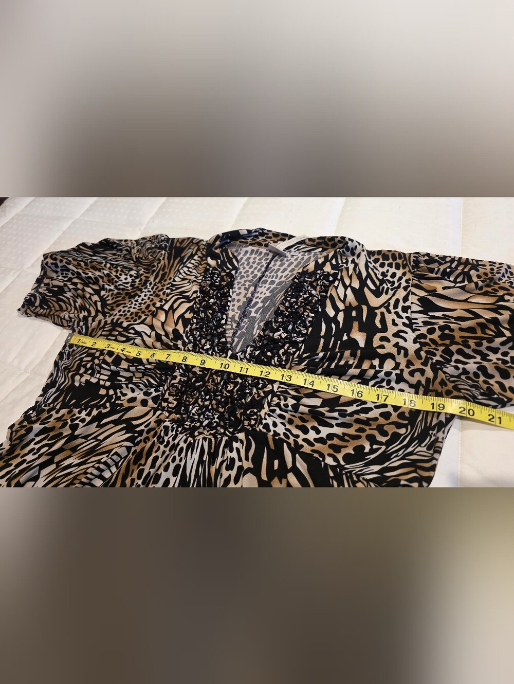 Neutral Animal Print Ruffle-Trim Dress - Picture 5 of 6